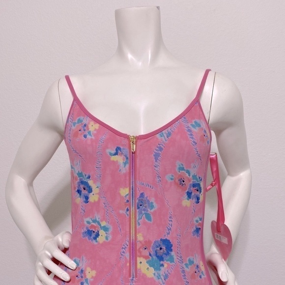 LoveShackFancy x Beach Riot Cheryl Hints Of Hibiscus Floral Zip Swimsuit M - Picture 11 of 12